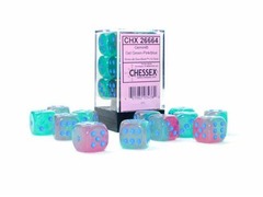 Chessex 12mm d6 Set: Gemini Luminary - Gel Green-Pink w/Blue - CHX26864